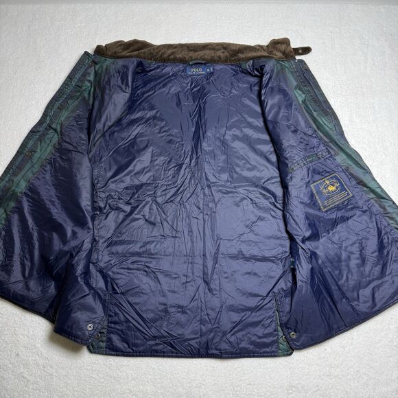 Polo Ralph Lauren Mens Quilted Vest Size XL Green Plaid Corduroy Collar Puffer - Picture 3 of 9